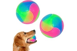 FineInno 2 Pcs Grande LED Juguete de Pelota de Masticar,Bola de Mascota Perros, Bola de Salto para Perros y Gatos, luz LED Intermitente Chew Ball Toy para Golden Retriever, Labrador, Perros Grandes