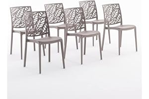 SIEDITI FUORI E DENTRO Sedie in polipropilene con fibra di vetro impilabili per interno, cucina o sala da pranzo, per esterno e giardino, sedie da bar e ristorante, di design - Dafne (6 Sedie, Tortora)