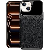 Zebana Apple iPhone 13 Mini ile Uyumlu Kılıf Zebana Lens Deri Kılıf Siyah