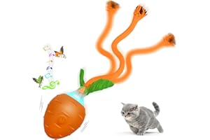 IDOGCHEW Bola de Juguete interactiva para Gatos, Bolas eléctricas con Sonidos de pájaros, Juguete de Inteligencia para Gatos, Recargable por USB, Estimulante, instintos de Caza para Gatos