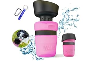 ZONSUSE Tragbare Haustier Wasserflasche, 520ml Hunde Wasserflasche, Hundetrinkflasche für unterwegs, BPA Frei, für Camping, Spaziergang, Wandern, (Rosa)