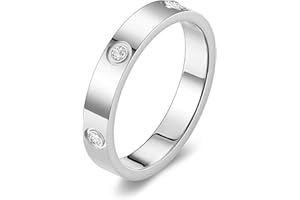 Tidefire Stainless Steel Love Friendship Ring for Men Women Titanium Steel with Cubic Zirconia