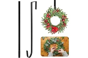 lmytdo Christmas Wreath Hanger for Front Door (12 in/30cm) Strong Metal Wreath Door Hanger Over Door Hooks for Wreath Holder for Xmas Wall Wedding Christmas Easter Wreath Decor (Black)