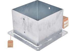 TRIBECCO® Casquillo atornillable para postes de madera cuadrados, galvanizado en caliente, 200 x 200 mm, casquillo de suelo, soporte para vallas, placa de suelo, fijación