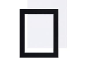 CAPE PICTURE FRAMING Picture Mounts with Backs, Pack of 1 (single), Choice of Size & Colour [16 x 12 to fit A4 or 12x8, Black (white-core)]