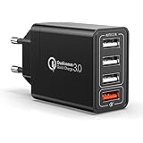 Caricatore USB Multiplo, 33W 4 Porte QC3.0 Spina Caricabatterie Muro, Carica Rapida per Samsung Galaxy S23/S22/S21/S20/S9/Not