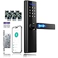 Makayuron Smart lock with 4585 Mortise,Fingerprint,WIFI Tuya Remote,Cards,Keys unlock,Support 9Languages(Include Arabic) (B302, Black)