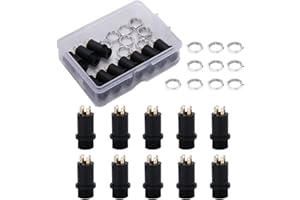 VooGenzek 10 Pièces 3.5mm Mini Connecteurs Soudés de Montage sur Panneau Stéréo avec Écrous, Mini stéréo Femelle Entièrement Plaqué Or 4 Canaux, pour Casque Audio Vidéo Prise Verticale