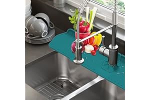 Tixiyu 1PC lavello da cucina paraspruzzi maniglia in silicone vassoio raccoglitore di gocciolamento, rubinetto assorbente tappetino lavello protezioni cucina lavello tappetino per bagno fattoria