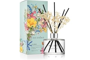 ‎COCOD'OR COCODOR Blume Raumduft Reed Diffuser mit 5 Duftstäbchen 200ml - April Brise, Natürlich, Langanhaltend, Home Duft ätherisches Öl Reed Diffusor für Badezimmer Regal Dekoration