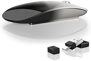 Uiosmuph G11 Mouse Wireless Ricaricabile, Mouse Senza Fili Silenzioso, 2,4 GHz con Ricevitore di Tipo C e USB per Laptop/PC/Mac/Chromebook,Grigio e nero