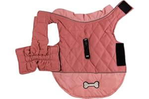 JoyDaog średniej wielkości odwracalny płaszcz dla psa, wodoodporny i ciepły, idealny na zimę, różowy, M