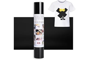 IModeur 12 Ft vinilo textil Negro - 30,5 x 366 cm vinilo Negro para Cricut Maker, Silhouette Cameo, vinilo textil termoadhesivo para ropa, gorras, pantalones, otros tejidos
