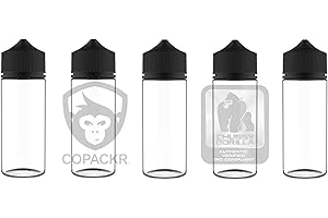 Chubby Gorilla V3 5 x 120ml PET-Flaschen - Einhornflasche - Flasche für E-Liquid - Tropfflaschen (klare Flasche mit Schwarz, 120 ml)