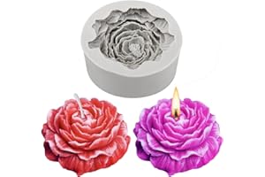 Baanfly Peony Candle Moulds Flower Silicone Candle Moulds for Candle Making Soap Mould Cake Fondant Molds for Christmas Xmas Chocolate Candy Baking Home Decoration Craft DIY
