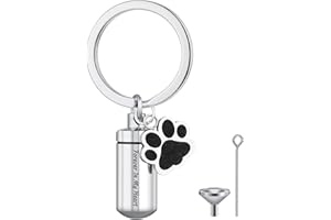 Canghai Stainless Steel Dog Paw Cremation Urn Keyring, Memorial Ashes Keepsake Keychain, Pet Charms Locket Pendant Cremation Jewellery for Ashes(Forever In My Heart)