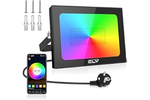 CLY Reflektor RGB 42 W, 1 sztuka zewnętrzny reflektor LED, sterowanie aplikacją Bluetooth, milion kolorów, możliwość ściemniania, inteligentny reflektor świetlny, IP66, wodoszczelny reflektor