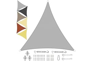 Sichtschutz Sonnensegel Wasserdicht Dreieckigig 2.4x2.4x2.4m aus PES-Polyester 95% UV-Schutz Witterungsbeständig Reißfest Viele Größen und Farben mit Befestigungsset für Terrasse Garten, Hellgrau
