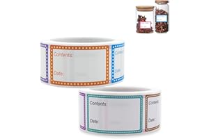 AZWOOD Etichette Alimenti con Data, 2 Rotoli 1000 Etichette Congelatore Adesive 25x40mm per Alimentari Da Congelatori - Etichetta Scadenza Contenitori di Alimenti