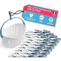 Stendibiancheria Con 16 Mollette Soft Clips - Bianco E Blu-Verde, Per Interno Ed Esterno - Foto 9