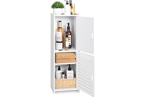 YARUKIMA Bathroom Storage Cabinet, Freestanding Bathroom Floor Cabinet with Door, Waterproof Cabinet Shelf for Bathroom, Home Storage Organizer Unit for Office, Living Room, Kitchen, Entryway, White.