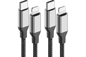 Acecene iPhone Ladekabel 1m [2 Stück], MFi Zertifiziert Nylon USB C auf Lightning Kabel iPhone Schnellladekabel für iPhone 14 13 12 11 Pro Max X XS XR 8 7 6 Plus Mini SE - Schwarz