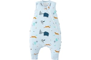Duomiaomiao - Sacco a pelo con piedi invernale, per tutto l'anno, 100% cotone, sacco a pelo per neonati e bambini piccoli da 1,5 TOG, unisex