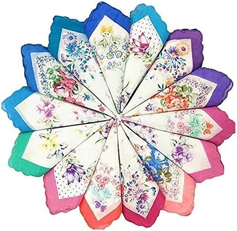 MSLONG Women's Flora Prints 100% Hankies Cotton Vintage Handkerchiefs (20 pcs)