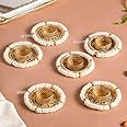 Divyakosh Pearl Tea Light Holder Set of 6 Pcs with Wax Candle, Light Candle Holder Stand for Diwali, Rangoli, Handmade Tlight for Deepawali Decoration, Diya for Home Decor|Designer Candle Holders