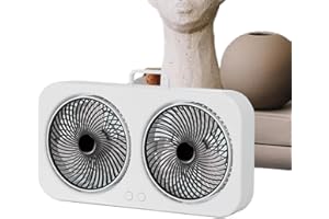 Doiyislem Tischventilator | Luftkühler Mit Doppelkopf-Design & Tragbar - USB-Aufladbarer Leiser Ventilator Mit Aufhängefunktion Für Camping, Reisen, Zelt, Büro, Fitnessraum & Kinderzimmer