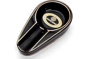 CIGARLOONG Zigarren Aschenbecher Single Classic Ceramic Aschenbecher Außen- oder Innenbereich(Kolorit:Black)