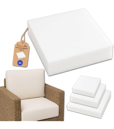 All4All Schaumstoffplatte 40x40x10 Cm – Mittelharter Polsterschaum RG25/44 – Öko-Tex Zertifiziert, Langlebig & Formstabil