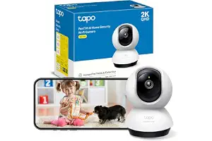 Tapo C220 - Cámara de Vigilancia WiFi Interior 360º, 2K QHD, Detección IA | Detección Movimiento, Personas, Mascotas, Llanto de Bebé y más. Visión Nocturna. Alarma Luz y Sonido. Admite MicroSD.
