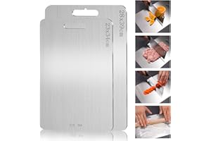 QIGHLIS 2 Pezzi Tagliere in Acciaio Inox Multifunzione, per Uso Alimentare Su Entrambi I Lati, per Carne, Frutta, Verdura
