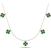 NEREZE 925 Sterling Green Clover Luck Necklace Women's Silver Necklace
