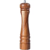 DeroTeno Pepper Mill - Hard and Adjustable Ceramic Grinder - Acacia Wood, Height 21 cm