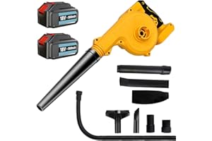 WONNSUMT Cordless Leaf Blower with 2x 18V 5500mAh Battery and Charger, 2-in-1 Electric Leaf Blower & Vacuum, Handheld Electric Jobsite Air Blower, Up to 130MPH, for Leaf, Lawn Care, More Nozzles