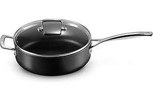 Le Creuset Padella Sauté con coperchio verto in alluminio antiaderente, diameter 26 cm, per per tutte le fonti di calore, induzione incluso, Nero, 51110260010302