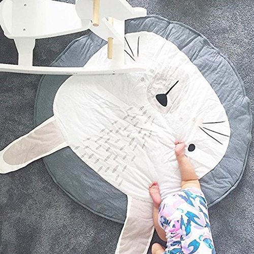 MagiDeal Baumwolle Rund Kinder Teppich / Kinderteppich / Spielteppich unter Betthimmel Baldachin , Lovely Kaninchen Design , 95cm - 5