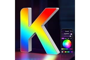 COLWINKU Light Up Letters USB Powered, LED Marquee Letters Color Changing, Alphabet Light Up Sign, APP Control, Gifts for Girls, Women, Birthday, Party, Wedding, Christmas, Valentine, Wall, Table Decor - K