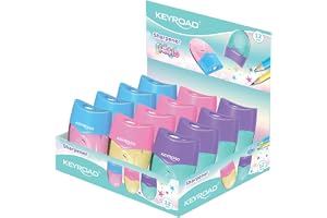KEYROAD Ergonomisk dubbelpennvässare WAVE pastell/12 stycken/plast/av blyertspennor och färgpennor/blandade färger/Sharpener
