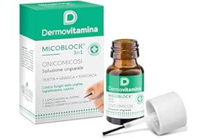 Dermovitamina Micoblock 3in1Onicomicosi - Micosi Unghie Piedi - Smalto Curativo - Tratta le Infezioni Fungine - Contro Ingiallimento e Caduta - Azione Sbiancante - 7ml