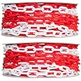 2 Pcs High Visibility 25 Meter Plastic Chain - Red and White | 6MM Plastic Chain Barrier for Traffic Control and Parking Space Management