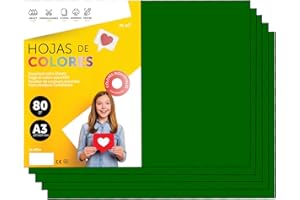 Papier A3 Couleur - Feuilles A3 80g Pour Imprimante Jet d'Encre et Laser, Ramette Papier Pour Loisirs Créatifs, Bricolage et Décoration M-office (50 feuilles, Vert Foncé)