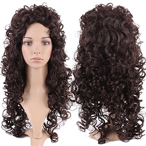 S-noilite® Fashion Lady Women Long Curly Wavy Full Head Wigs Cosplay Costume Party Daily Fancy Dress Dark Brown