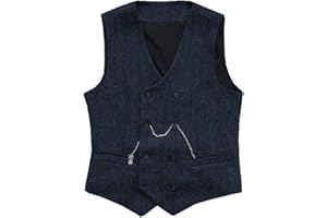 SOLOVEDRESS Herren Jahrgang Anzug Weste Zweireihig Wolle Tweed Weste für Hochzeit Groomsmen