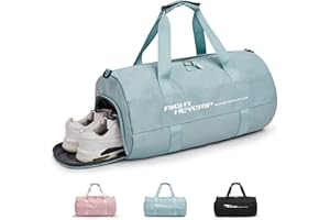 HYC00 Sac de Gym pour Femmes en Trompette,Sac de Sport,Sac de Voyage pour Filles Le Weekend,Sac de Nuit avec Compartiment à Chaussures et Poche Humide pour au Yoga de Natation Holdall,B-Bleu Clair