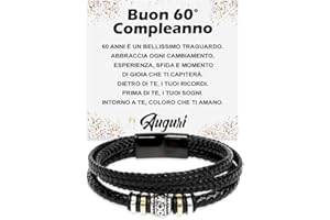 BRAMART Bracciale Uomo Idea Regalo Compleanno in Pelle Intrecciata con Acciaio Inox Lucidato di Altissima qualità Regalo per lui, Bracciali Natale - Cofanetto con DEDICA incluso