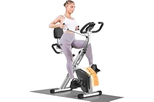 Dskeuzeew Foldable Exercise Bike, 8 Resistance Exercise Bike With Heart Rate Sensors, Adjustable Fitness Bike With LCD - Foldable Stationary Fitness Bicycle for Indoor Cycling