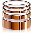 High Temp Tape, ELEGOO 4 Pack Polyimide High Temperature Resistant Tape Multi-Sized Value Bundle 1/8’’, 1/4’’, 1/2’’, 1’’ with Silicone Adhesive for Masking, Soldering etc.